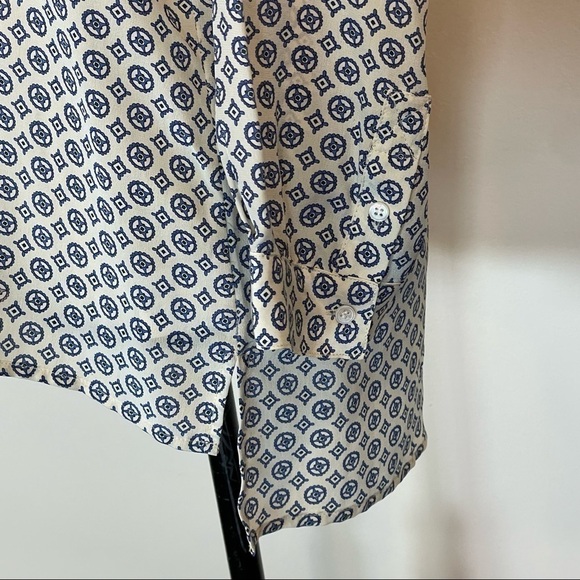 JOIE Nepal Medallion Tile Print 100% Silk Top Blouse Cream Blue Sz Small. - Picture 8 of 9